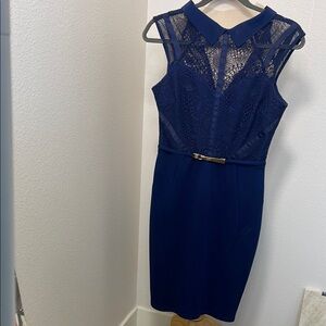 Elegant Navy Blue Lace Dress